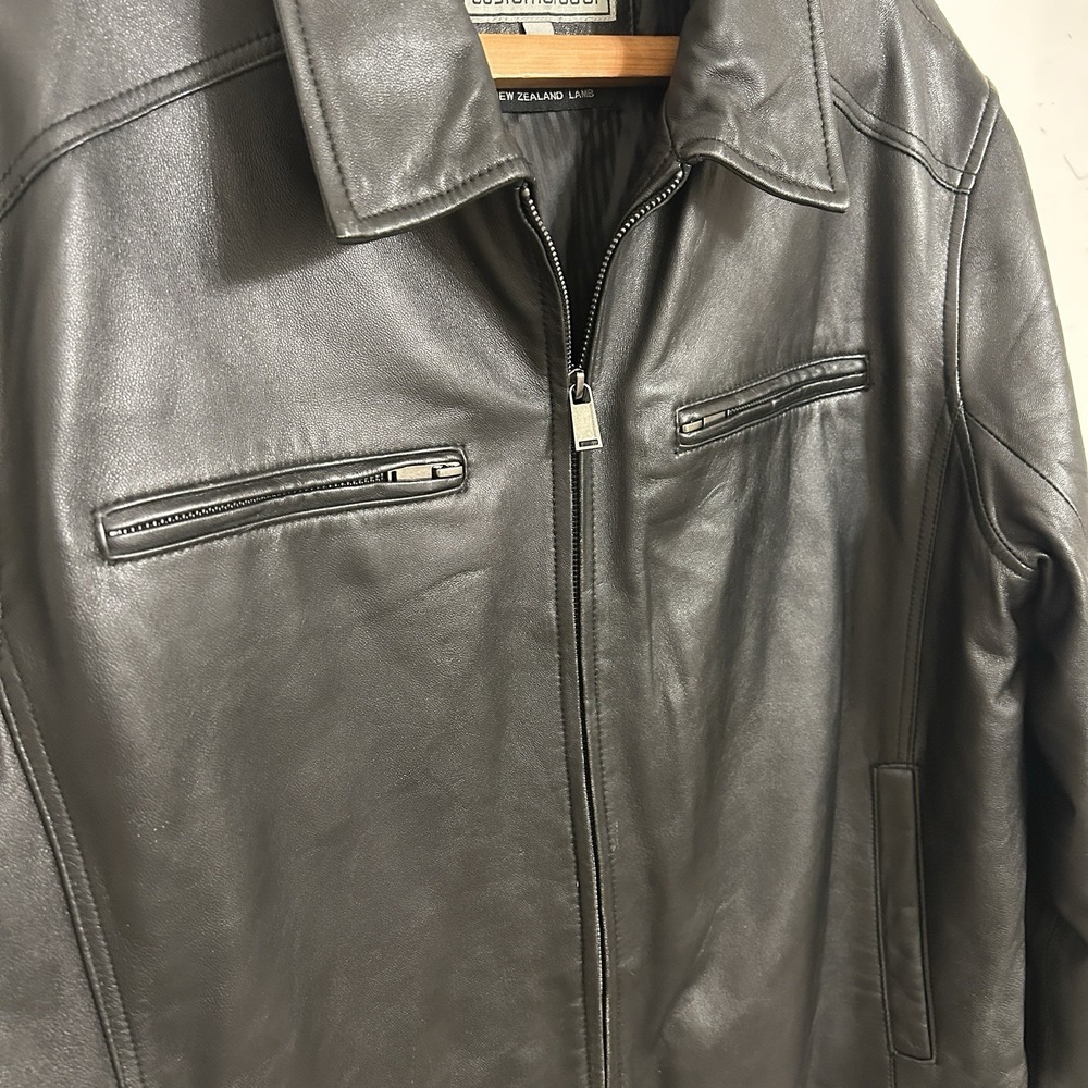 Boston Harbour Men's Leather New Zealand Lamb Jacket Black Sz 2XL Zipper close